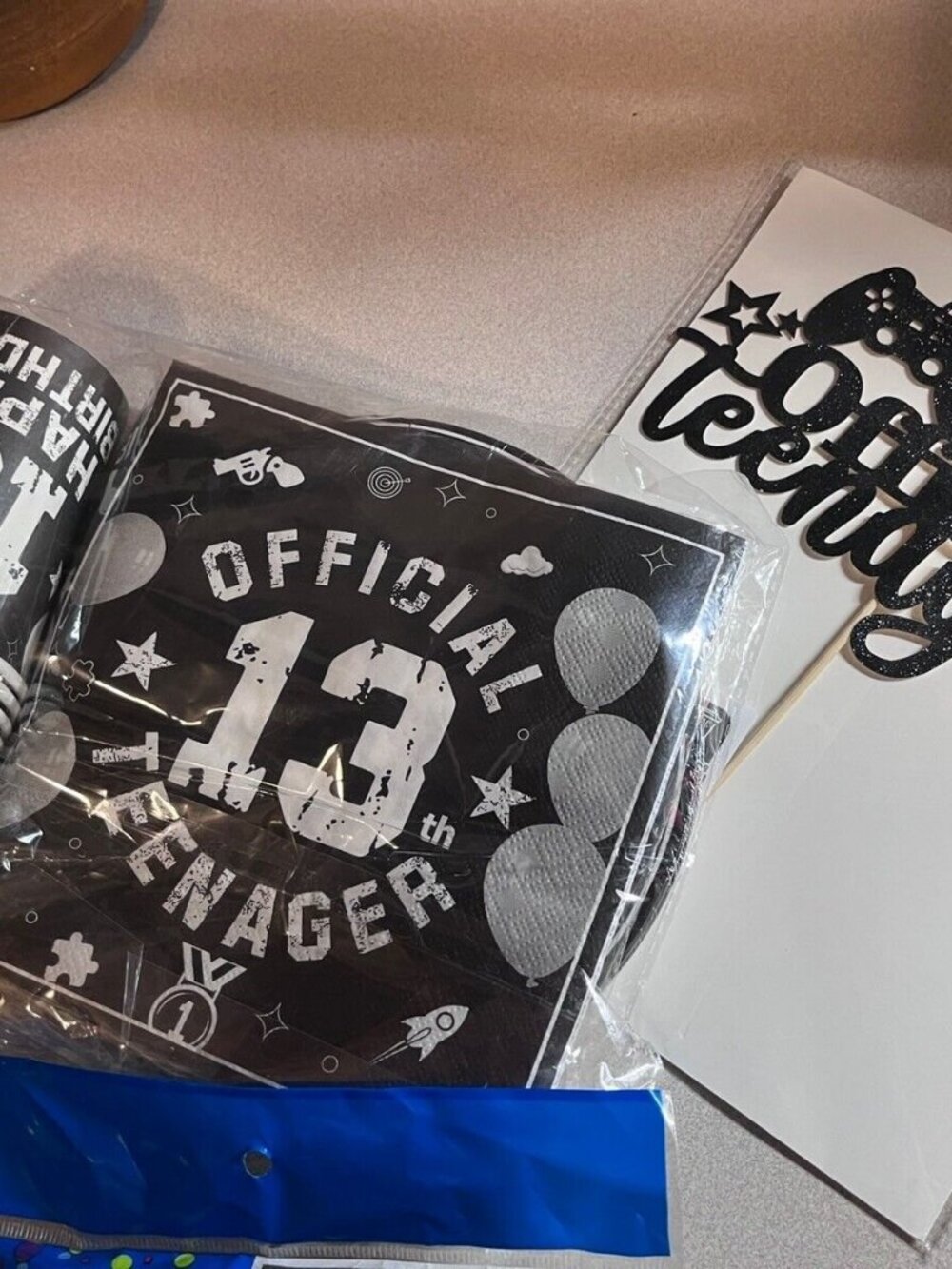 13th Birthday Party Supplies Black Themed Disposable Serve-ware